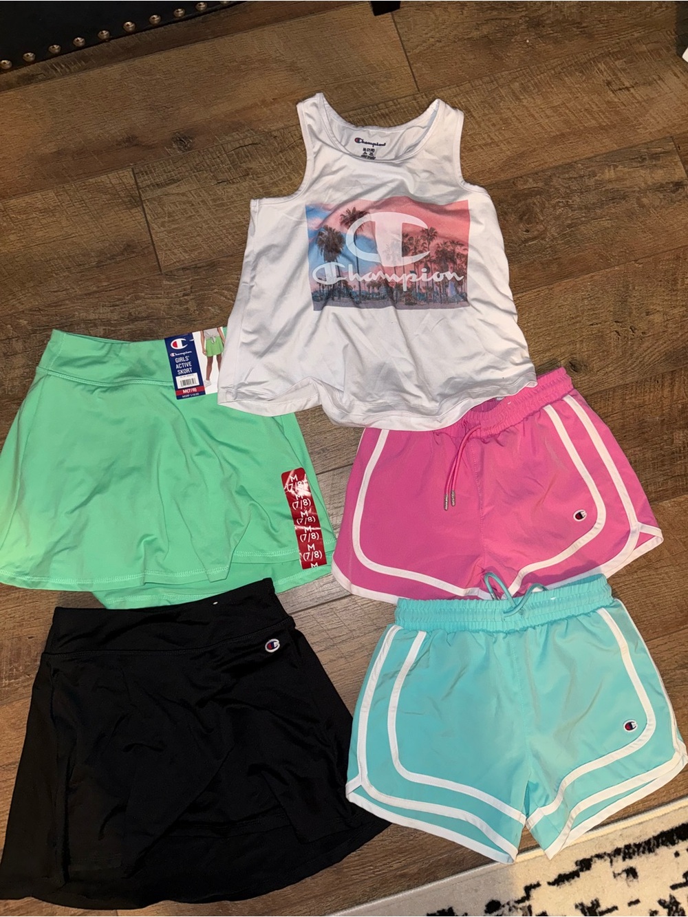 Champion girls White Tank Top & Assorted Shorts, skorts